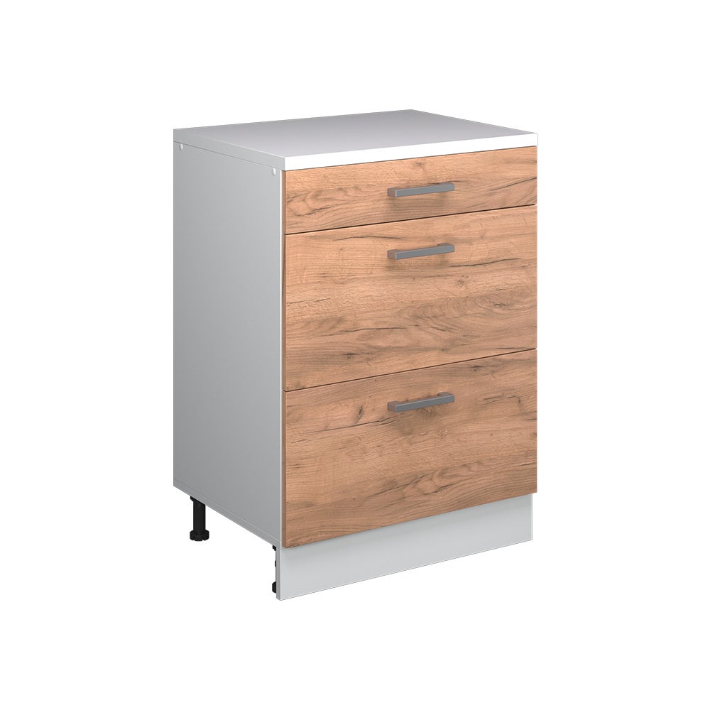 Vicco Komoda rozszerzająca Rion, Dąb goldkraft/Biały, 60 x 46 cm bez skosu z 3 szufladami