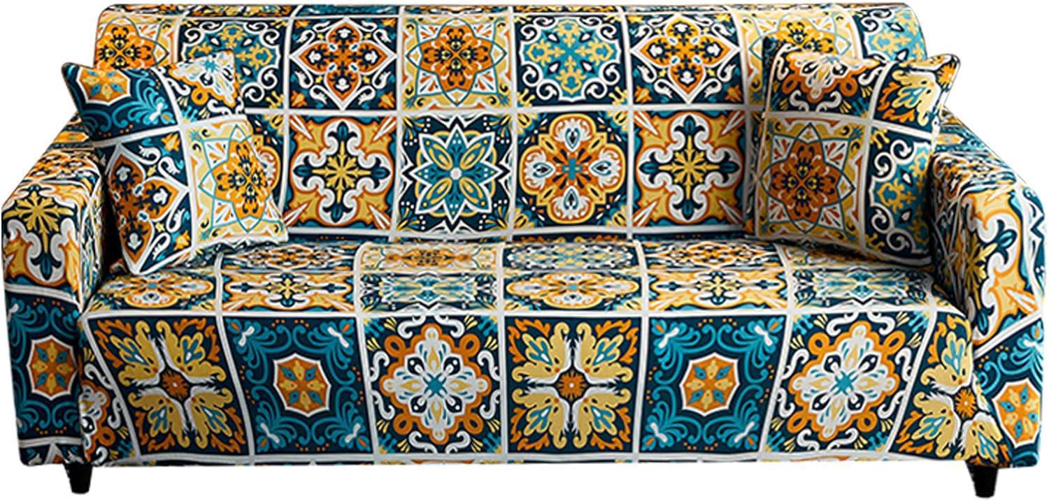 Pokrowiec na sofę trzyosobową, rozciągliwy pokrowiec na sofę z podłokietnikami (wzór płótna + sofa trzyosobowa (Monet (odpowiedni dla 190-230 cm))
