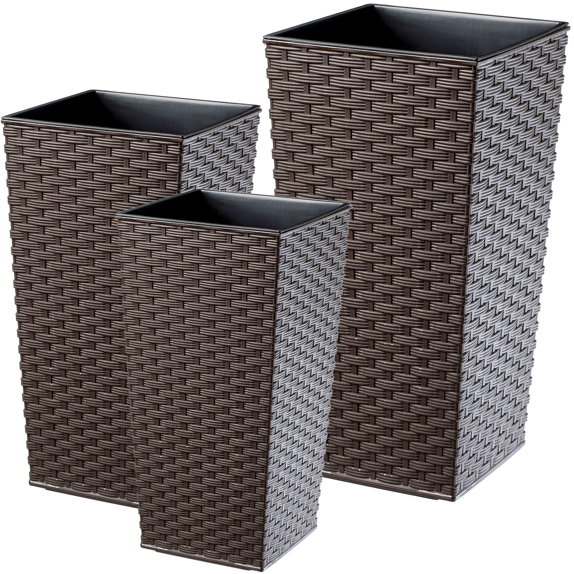 ZESTAW 3szt DONICZKA DONICA OGRODOWA + WKŁAD WYSOKA DUŻA MOKKA 37+47+57 cm