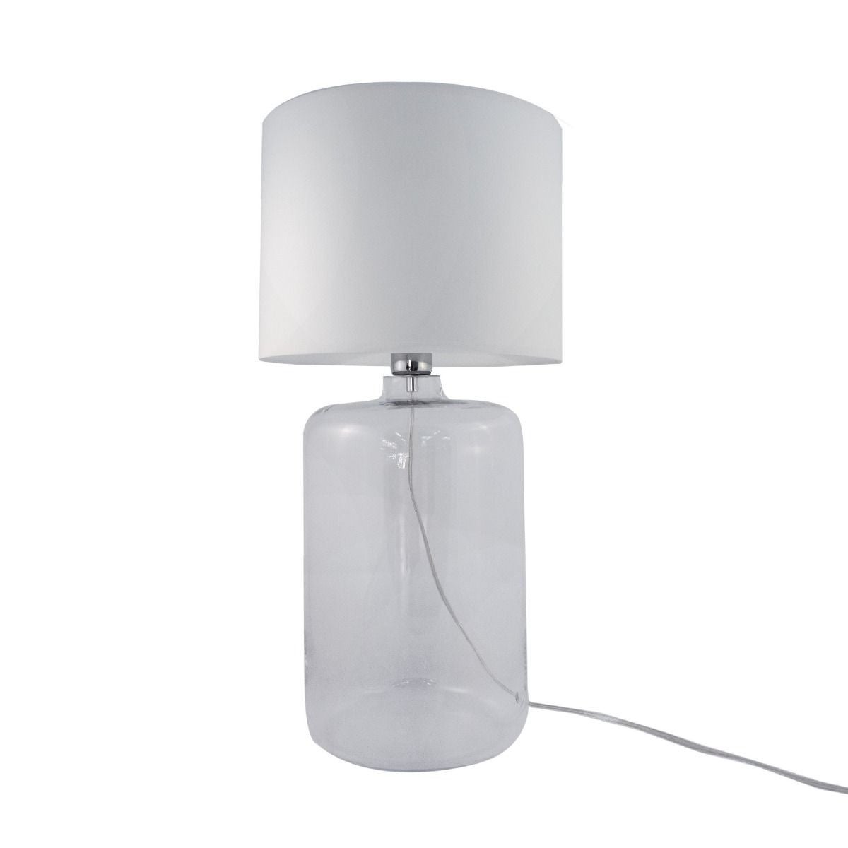 Lampa stołowa szklana biała z abażurem 60 cm E27 60W Amarsa Zuma Line