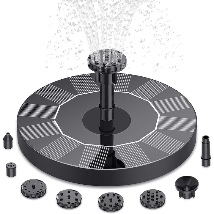 Pompa fantana solara Cozevdnt cu 6 duze, pentru bai de pasari, iazuri, piscina, stressenta, negru