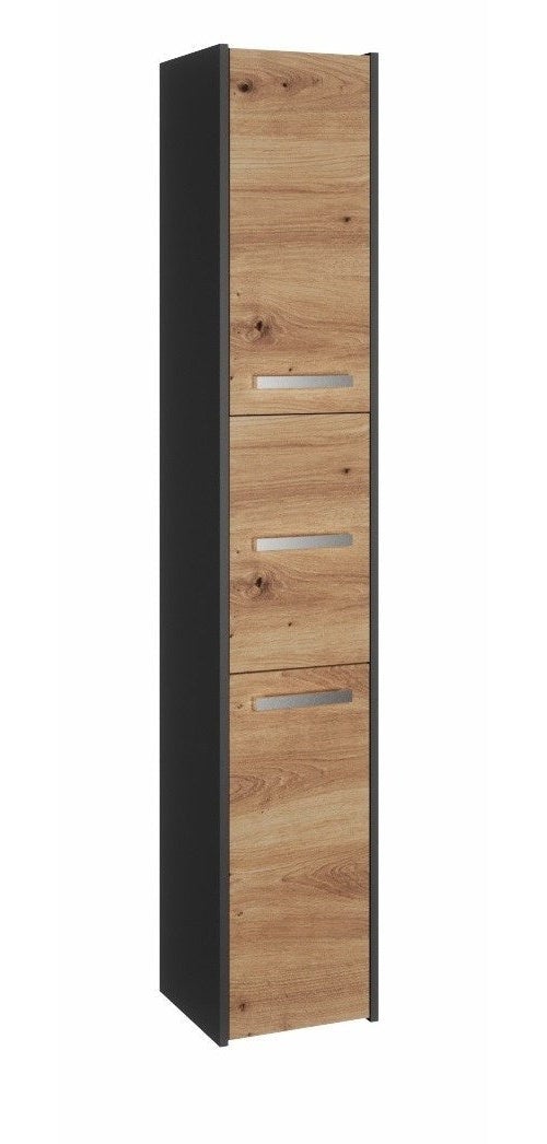Topeshop S33 ANTRACYT/ARTISAN Szafka Łazienkowa Dąb
