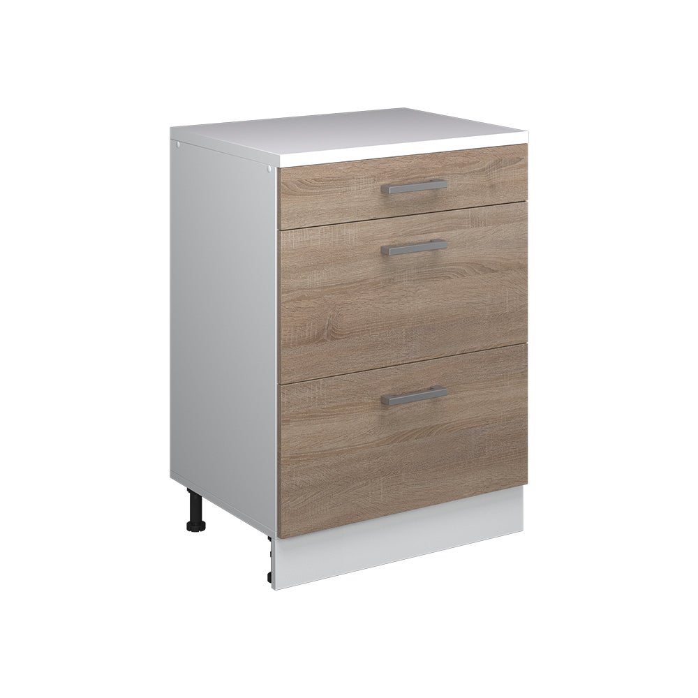Vicco Komoda rozszerzająca Rion, Sonoma/Biały, 60 x 46 cm bez skosu z 3 szufladami