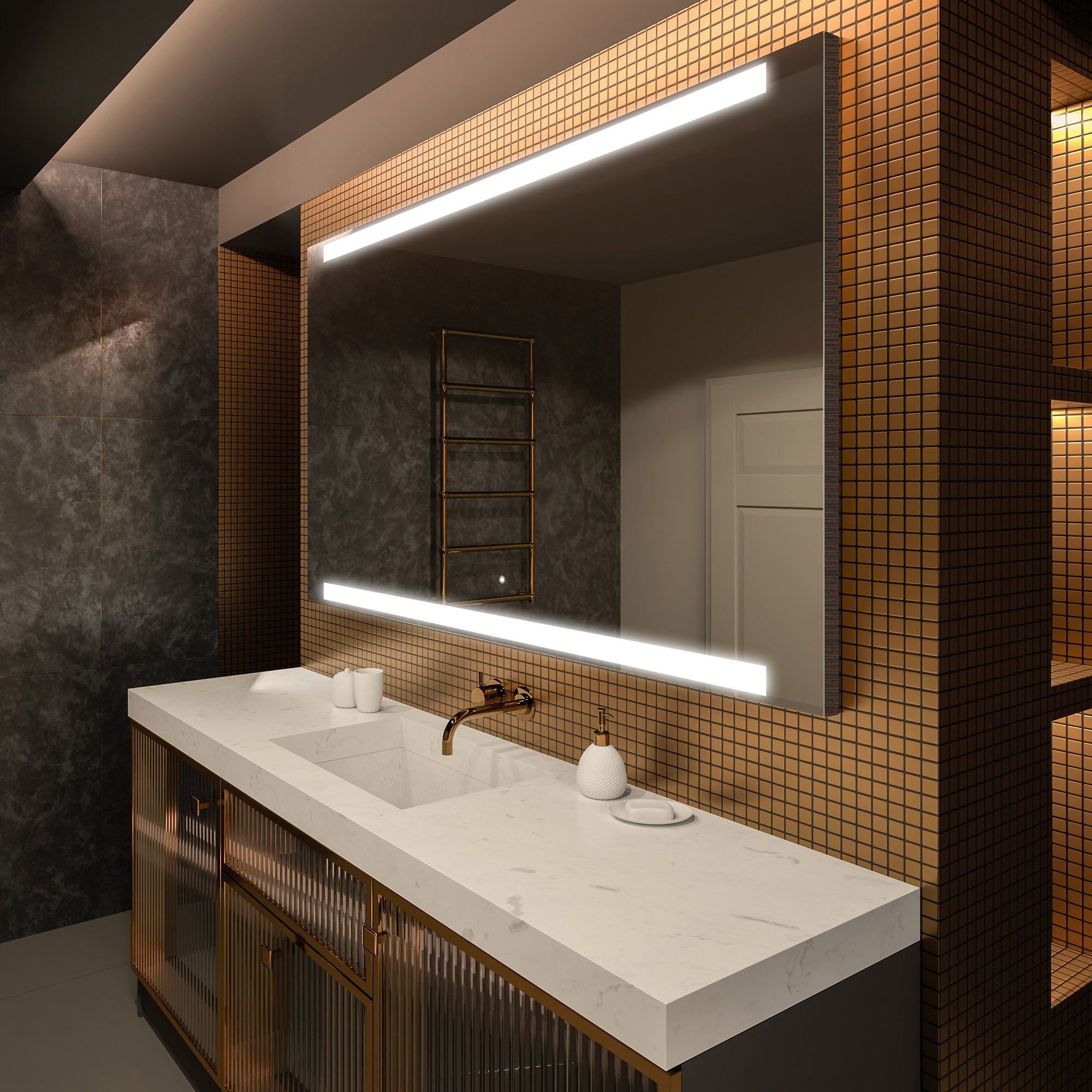 Lustro Premium z podświetleniem LED Łazienka (70x100cm) Podświetlane lustro LED z podświetleniem dotykowym