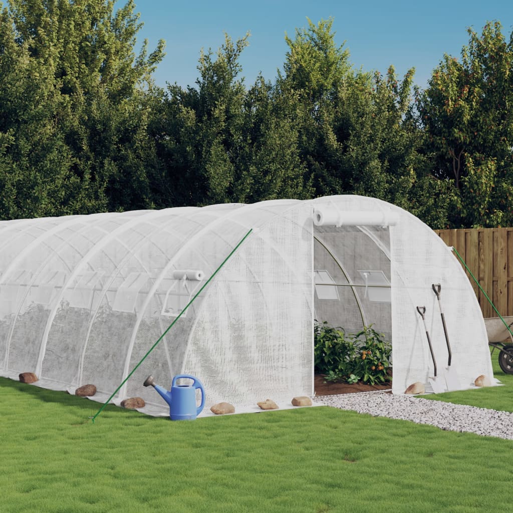 Szklarnia ze stalową ramą, biała, 64 m², 16x4x2 m vidaXL