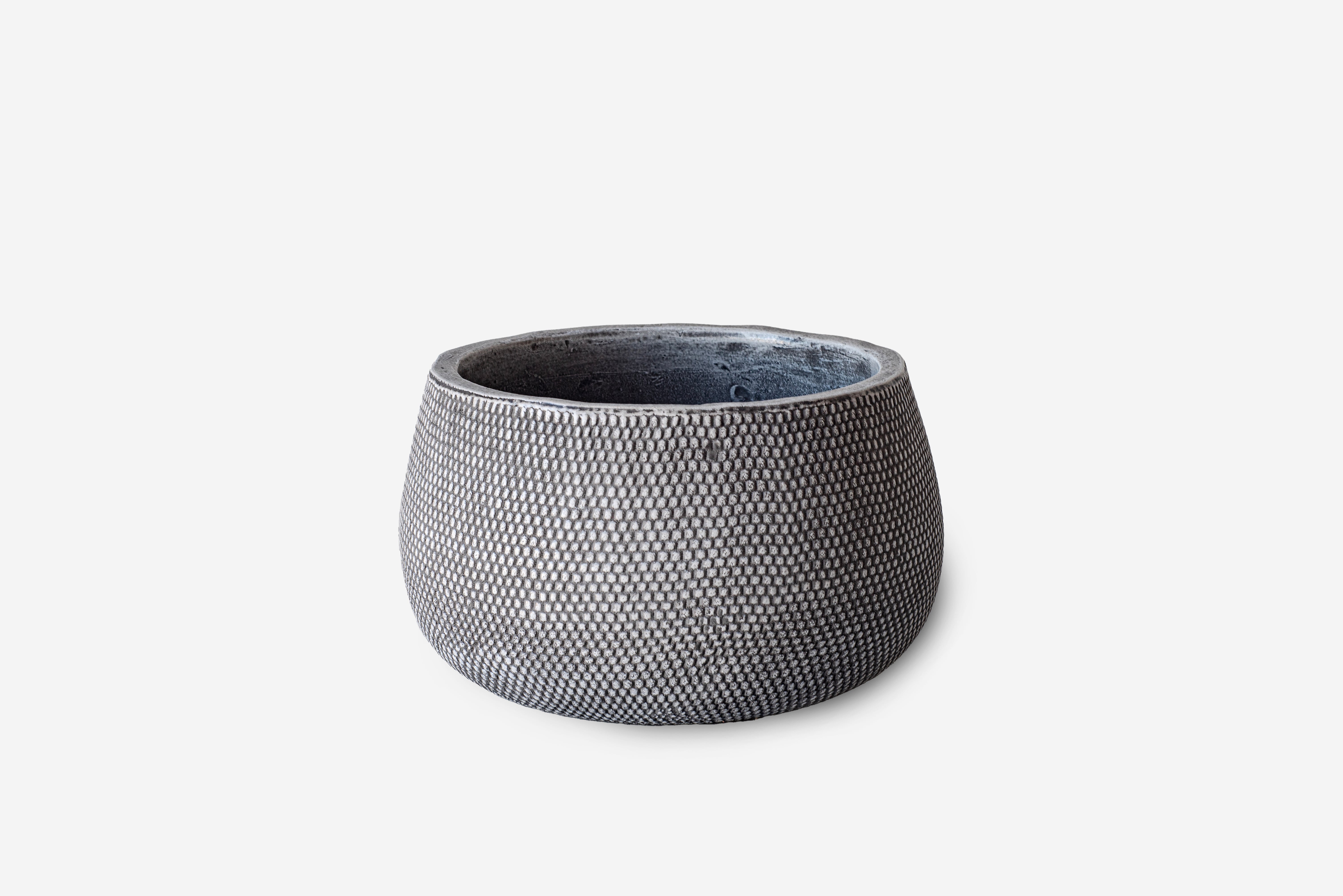 OKRĄGŁA SZARA CERAMICZNA DONICZKA Ø21X12 CM