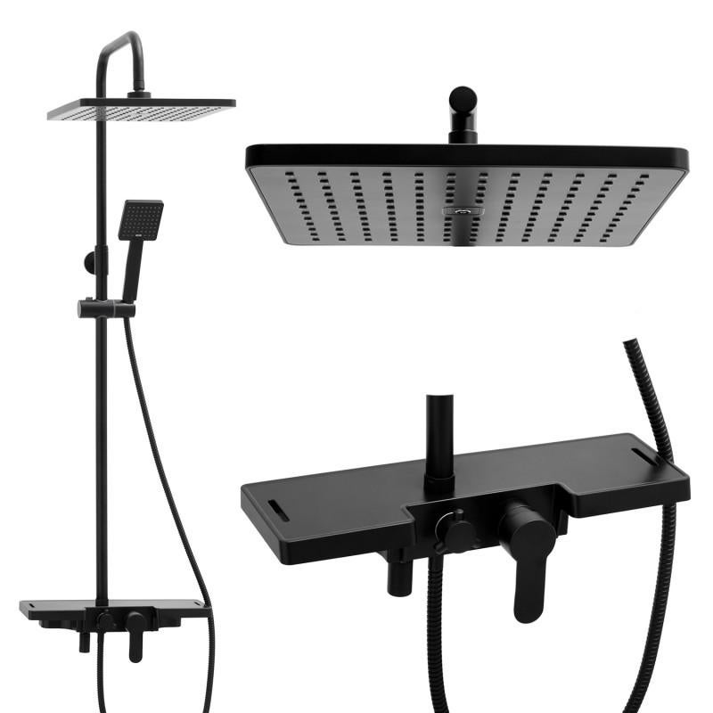 Zestaw prysznicowy OSLO YOKA HOME natynkowy czarny z deszczownicą 30 cm