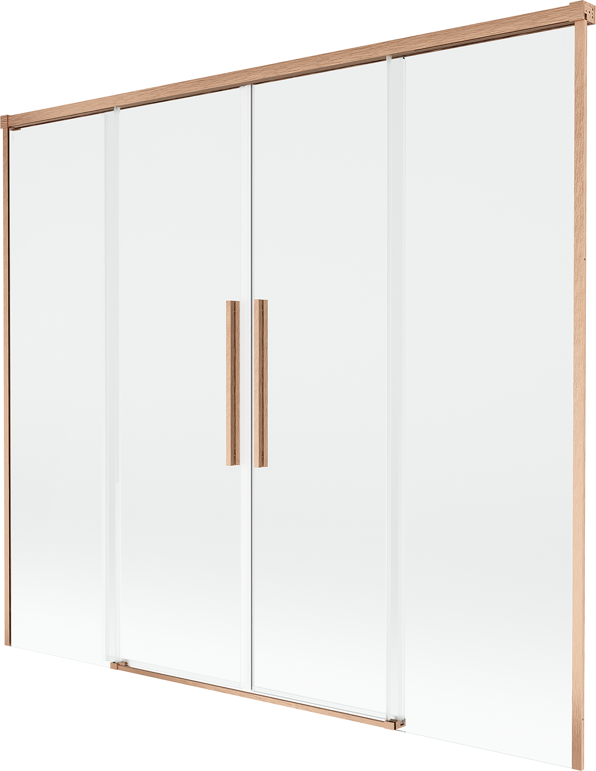 Mexen Rox parawan nawannowy 2-skrzydłowy rozsuwany 170 x 150 cm, transparent, miedź szczotkowana - 8C9-170-002-65-00