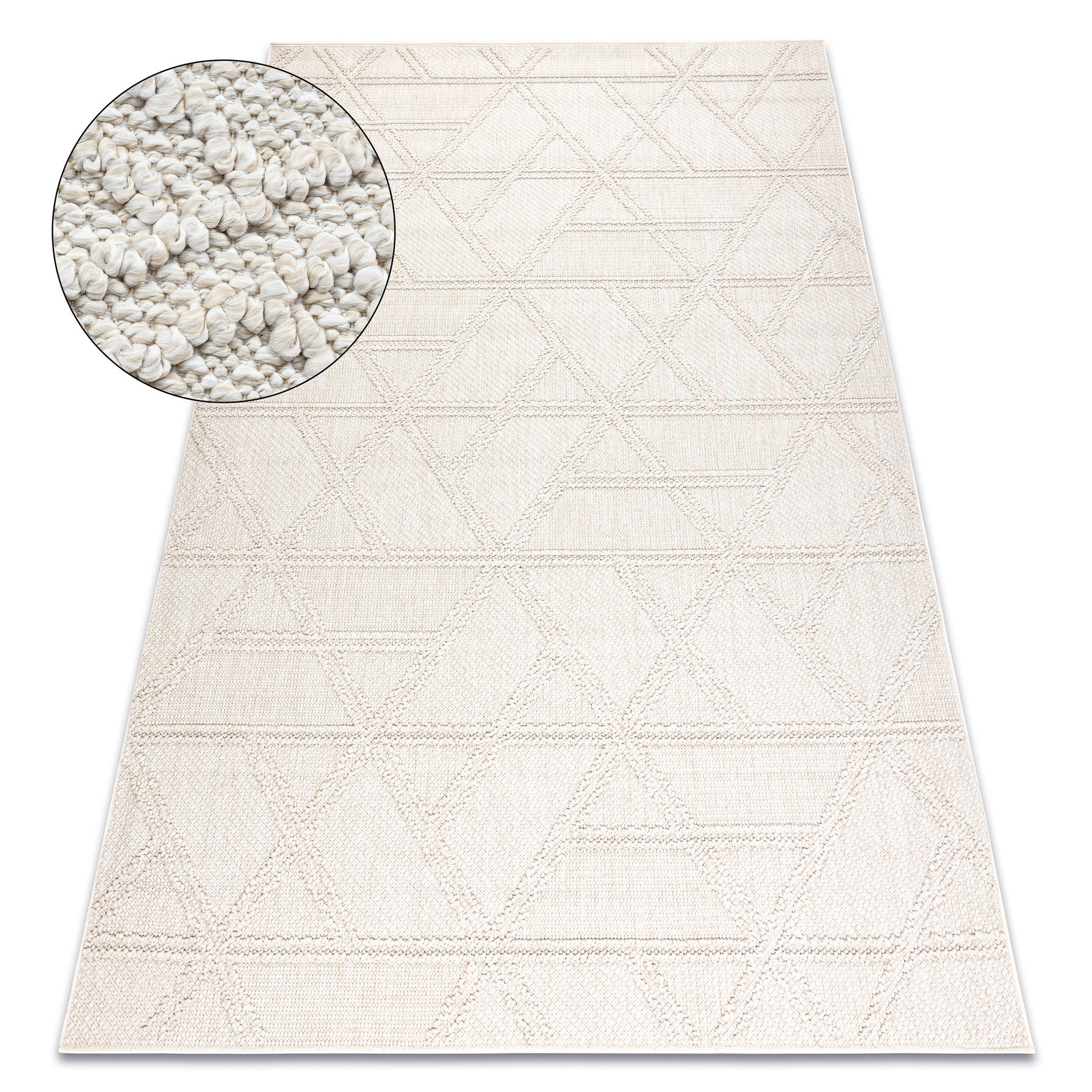 Dywan JERSEY 19241 krem - Romby, geometryczny pętelkowy, strukturalny BOHO 80x150 cm