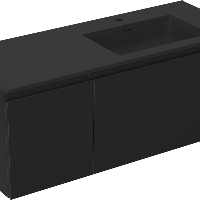 Mexen Orio szafka łazienkowa 120 cm z umywalką Otis prawą, 1S, 1D, czarna mat - 91A13-12047-3-BBFF71-W18P71