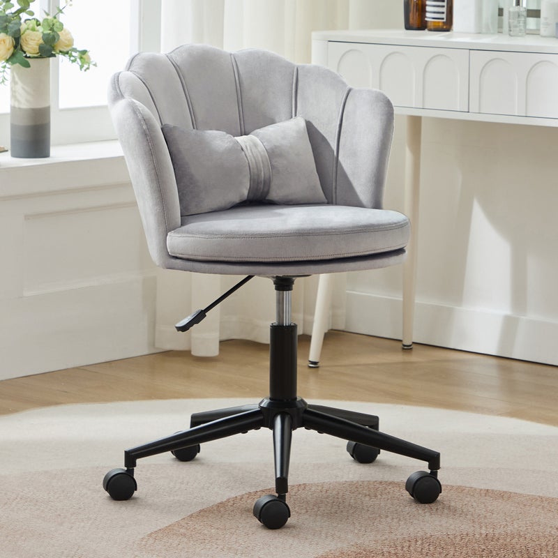 Ergonomiczny fotel biurowy z regulowanym aksamitem, oparcie w kształcie płatków, poduszka w kształcie motyla, obrotowy fotel 360°