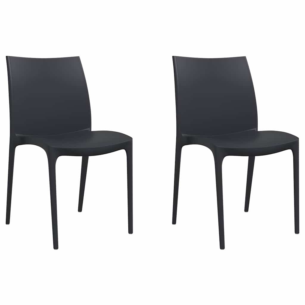 2x Krzesło Ogrodowe Plastikowe Antracytowe Sztaplowane na Taras
