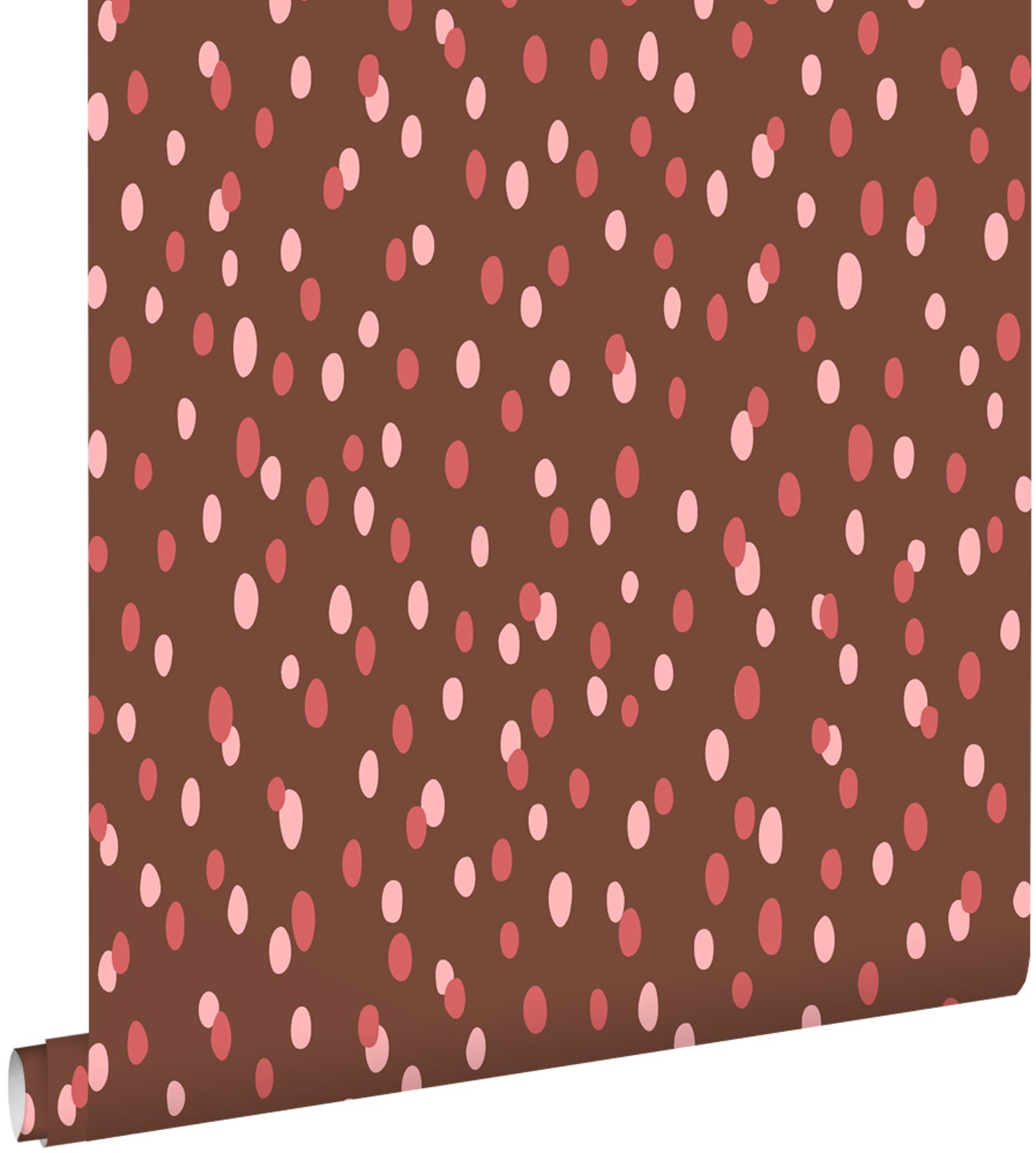 Tapeta kropki brązowy i czerwony - 50 x 900 cm - ESTAHOME