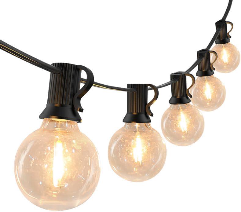 30-metrowa girlanda LED na zewnątrz, girlanda zewnętrzna z 25 + 3 żarówkami G40, ciepła biel, zasilana bateryjnie, do ogrodu