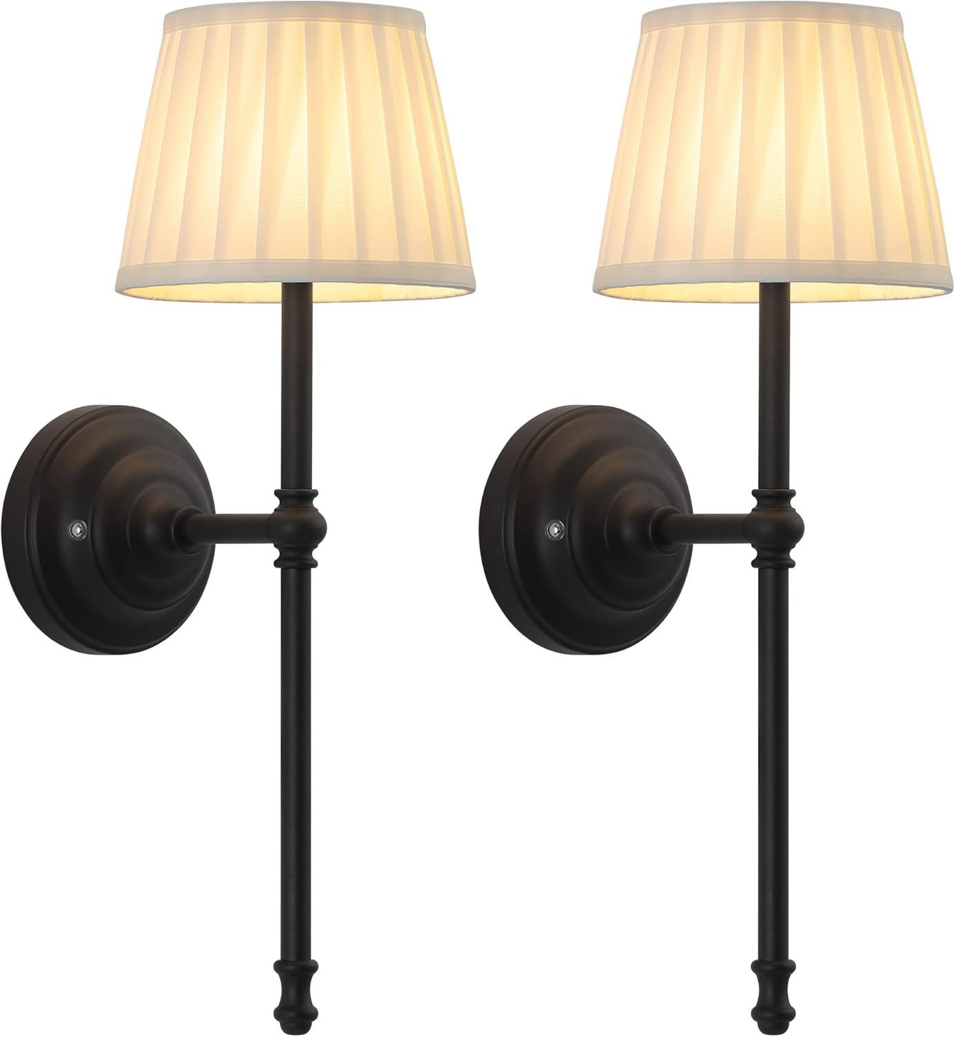 Zestaw 2 czarnych lamp ściennych, lamp ściennych LED, oświetlenie przenośne, akumulatorowe, z pilotem, nowoczesny styl