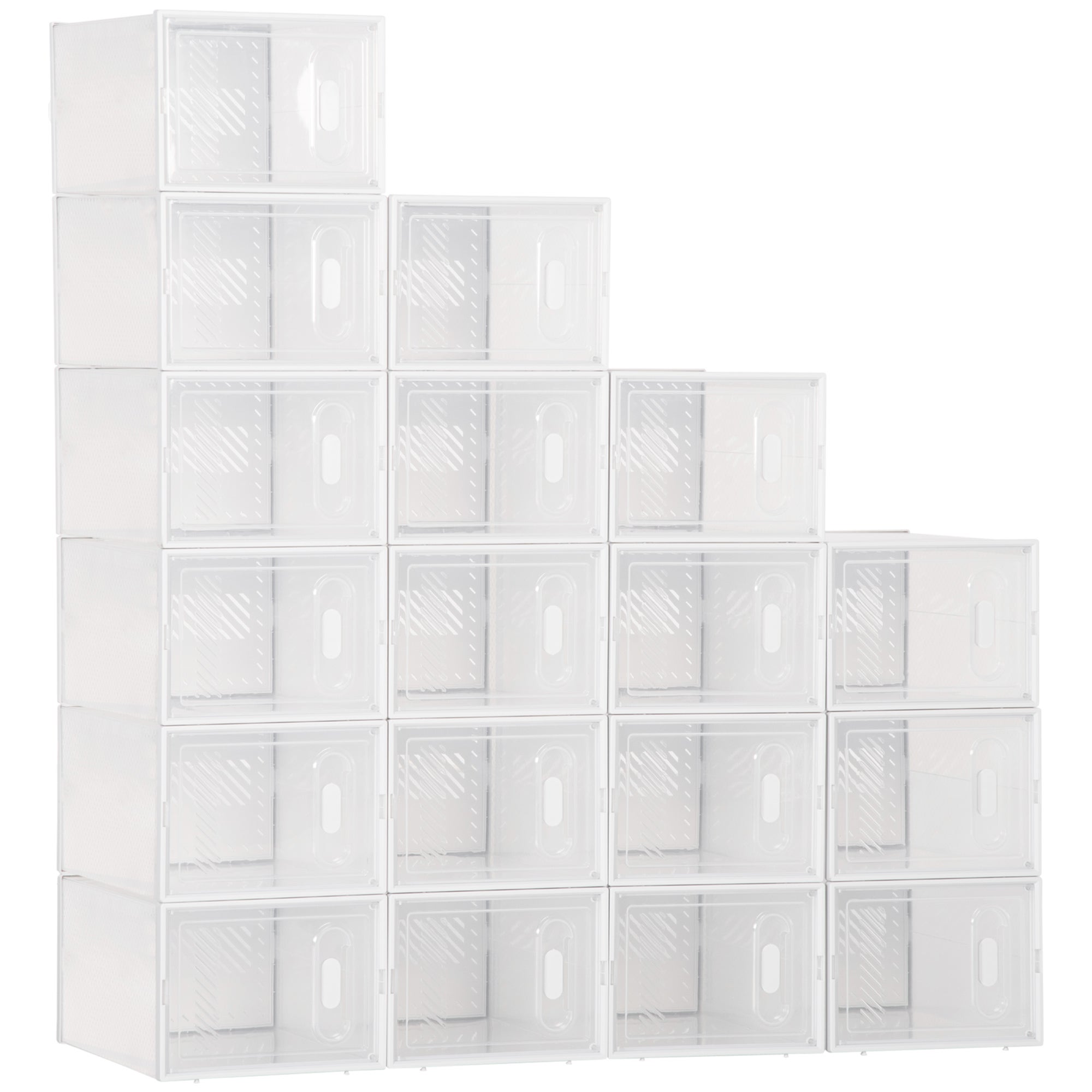 Prostokątny stojak na buty z tworzywa sztucznego PP, 18 pudełek 25x35x19 cm na buty do 43 EU, ubrania i książki