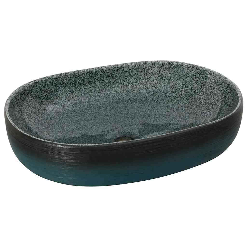 Umywalka Nablatowa Ceramiczna Owalna Turkusowa do Łazienki