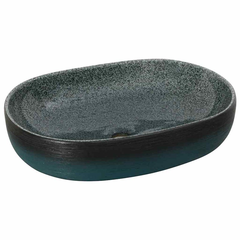 Umywalka Nablatowa Ceramiczna Owalna Turkusowa do Łazienki