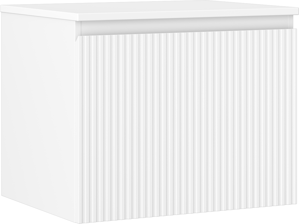 Mexen Rivel szafka łazienkowa podumywalkowa 60 cm z blatem, 1 szuflada, ryflowana , biała mat - 91A20-06047-1-BFC01