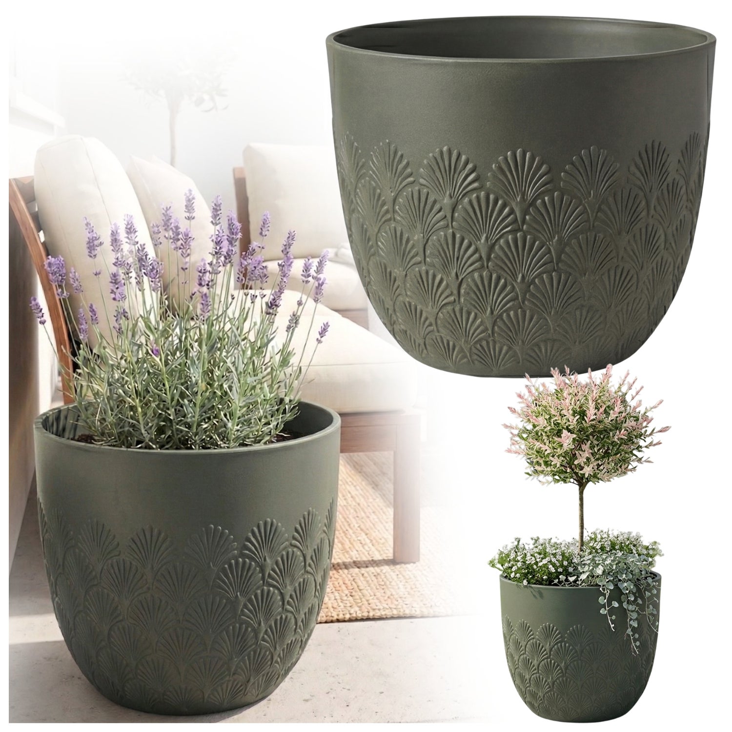 Donica Melody 40,6x40,6x35,6 cm wewnętrzna i zewnętrzna zielona