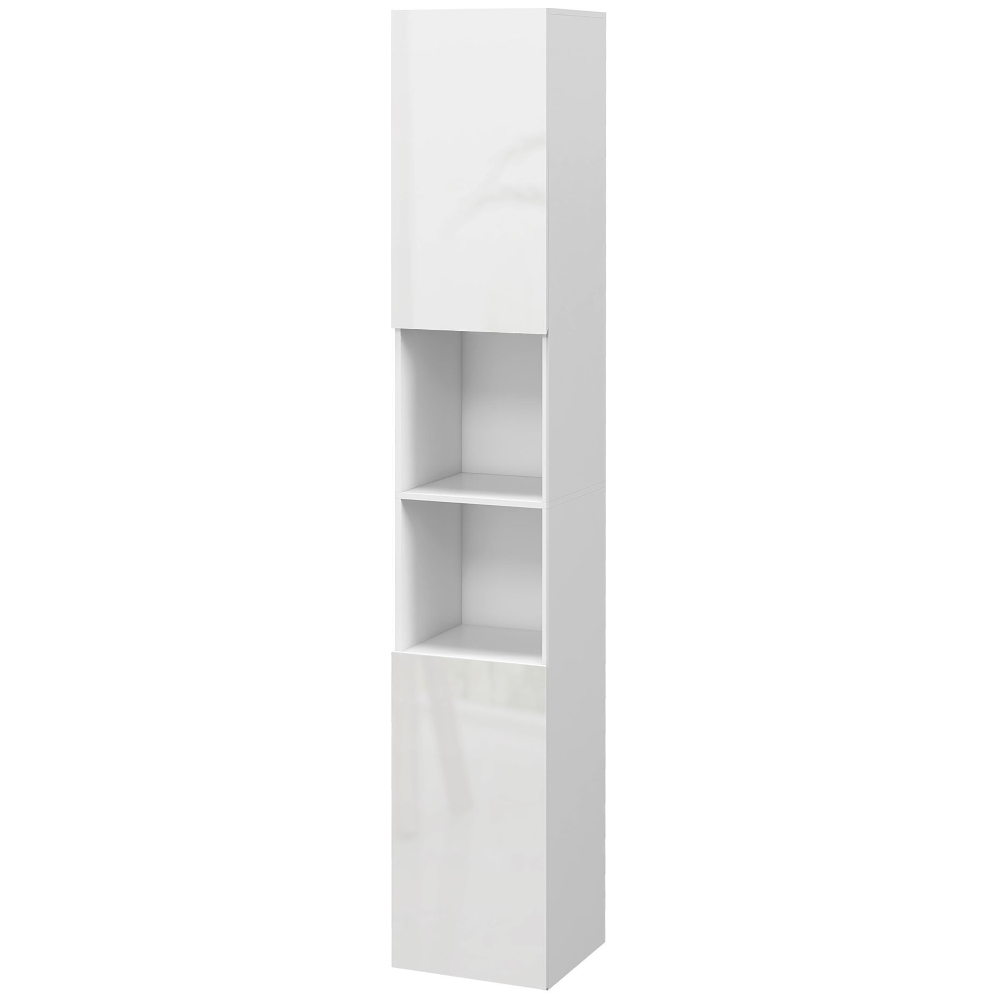Szafka łazienkowa kolumnowa z 2 szafkami z regulowanymi półkami + 2 wnękami, 30 x 30 x 181,5 cm, kolor biały