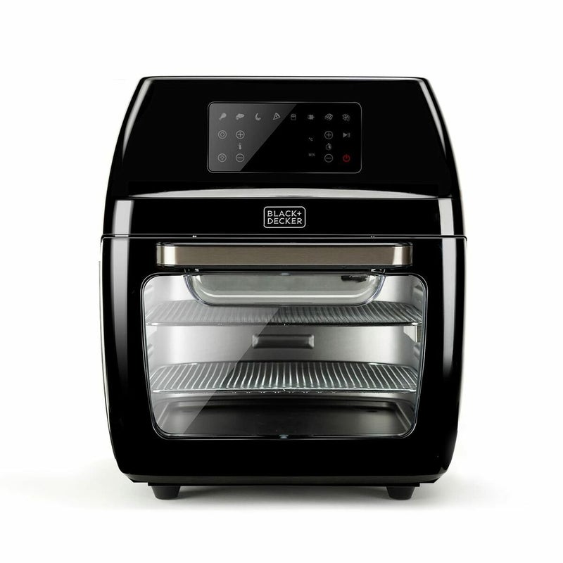 BLACK+DECKER BXAFO1200E - Friggitrice ad aria, fornetto elettrico, 1700W, 12L, temperatura regolabile 40º-200ºC, 8 programmi preimpostati, porta trasp