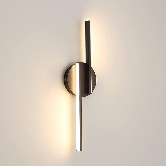 Kinkiet wewnętrzny LED, nowoczesny aluminiowy kinkiet do salonu, korytarza, łazienki, klatki schodowej, lampka nocna (czarny) 3000 K