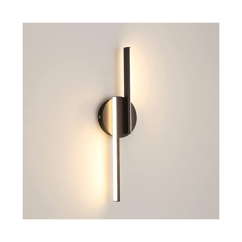 Kinkiet wewnętrzny LED, nowoczesny aluminiowy kinkiet do salonu, korytarza, łazienki, klatki schodowej, lampka nocna (czarny) 3000 K