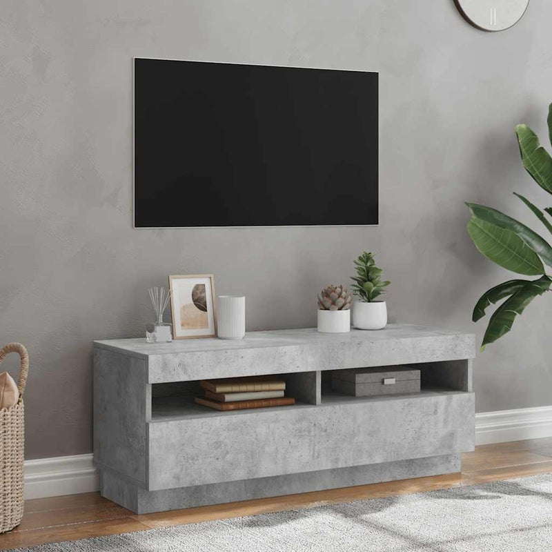 Szafka pod TV z oświetleniem LED, szarość betonu, 100x35x40 cm vidaXL