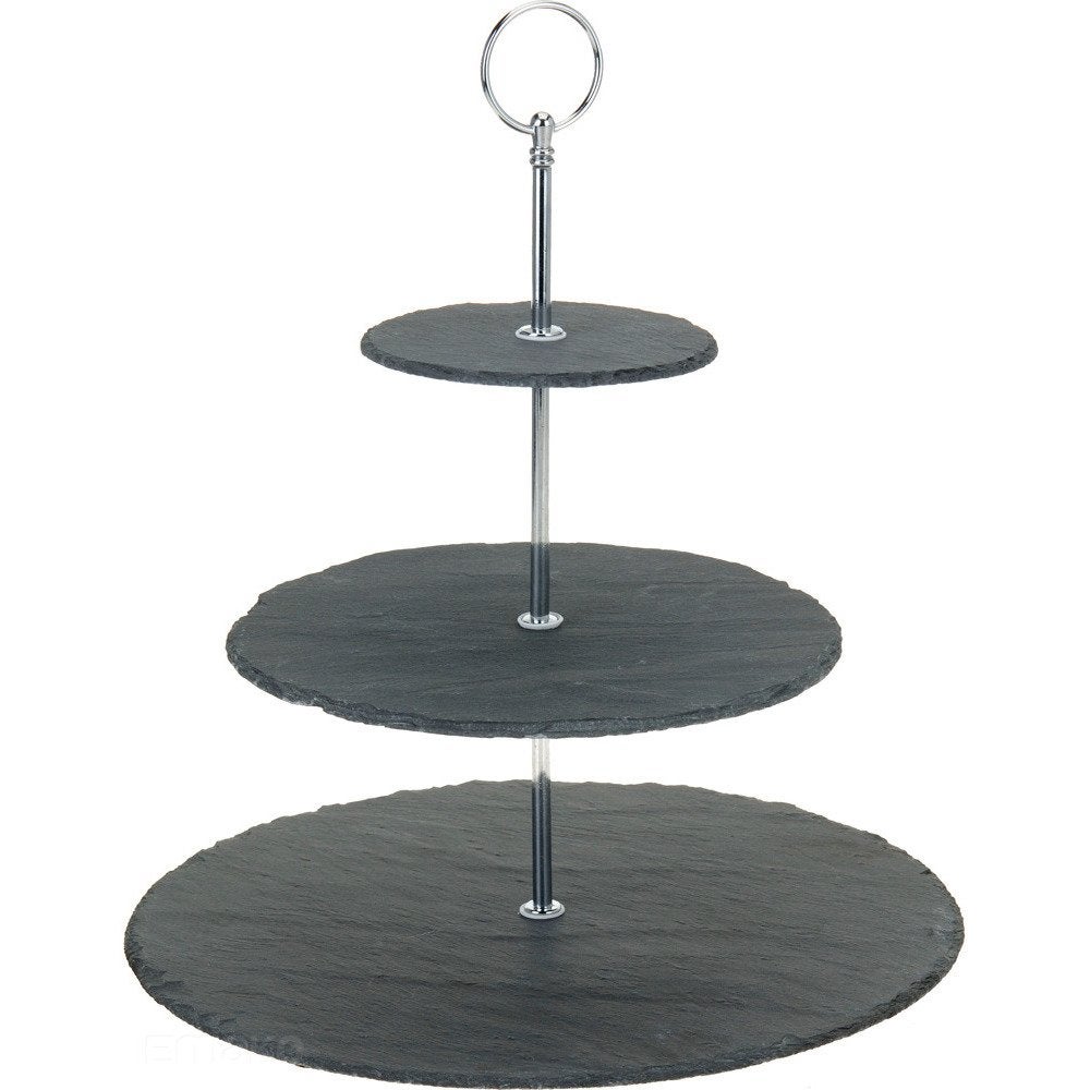 Patera kamienna czarna 3-piętrowa 31 cm
