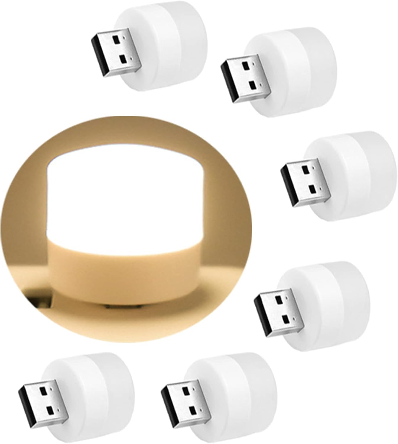Mini lampka nocna, lampka nocna USB, lampka nocna przy łóżku, energooszczędna lampka LED, przenośna lampka nocna, ciepłe światło – zestaw 10 sztuk