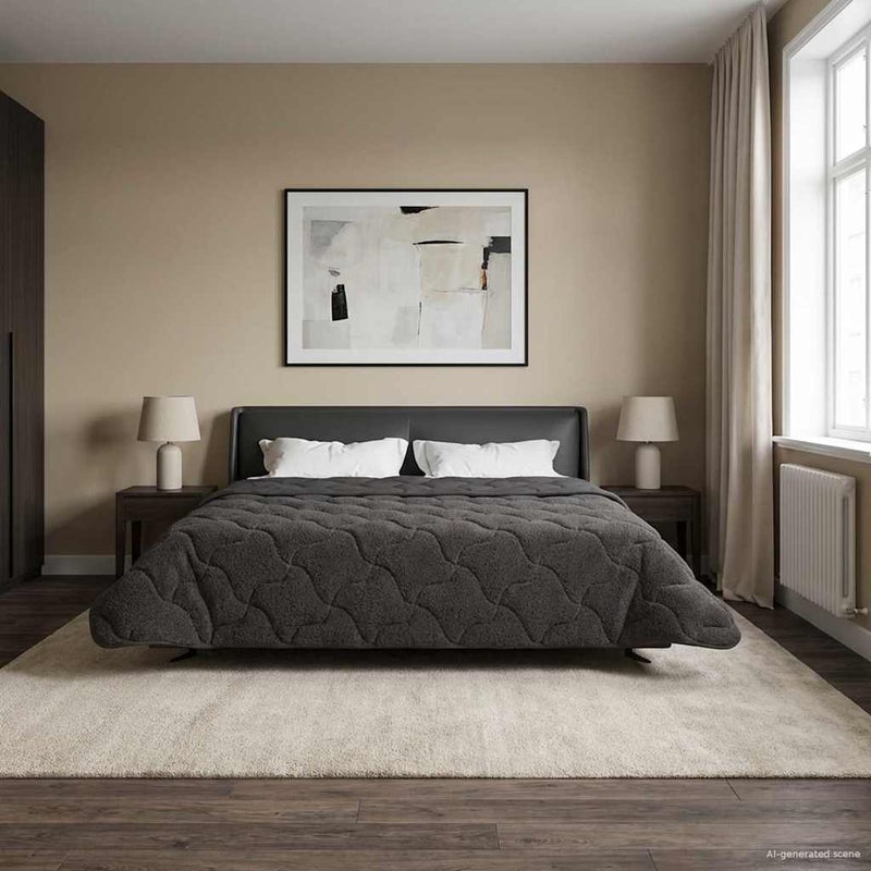 Kołdra na cały rok Kwiłtowany Antracyt 200 x 240 cm vidaXL