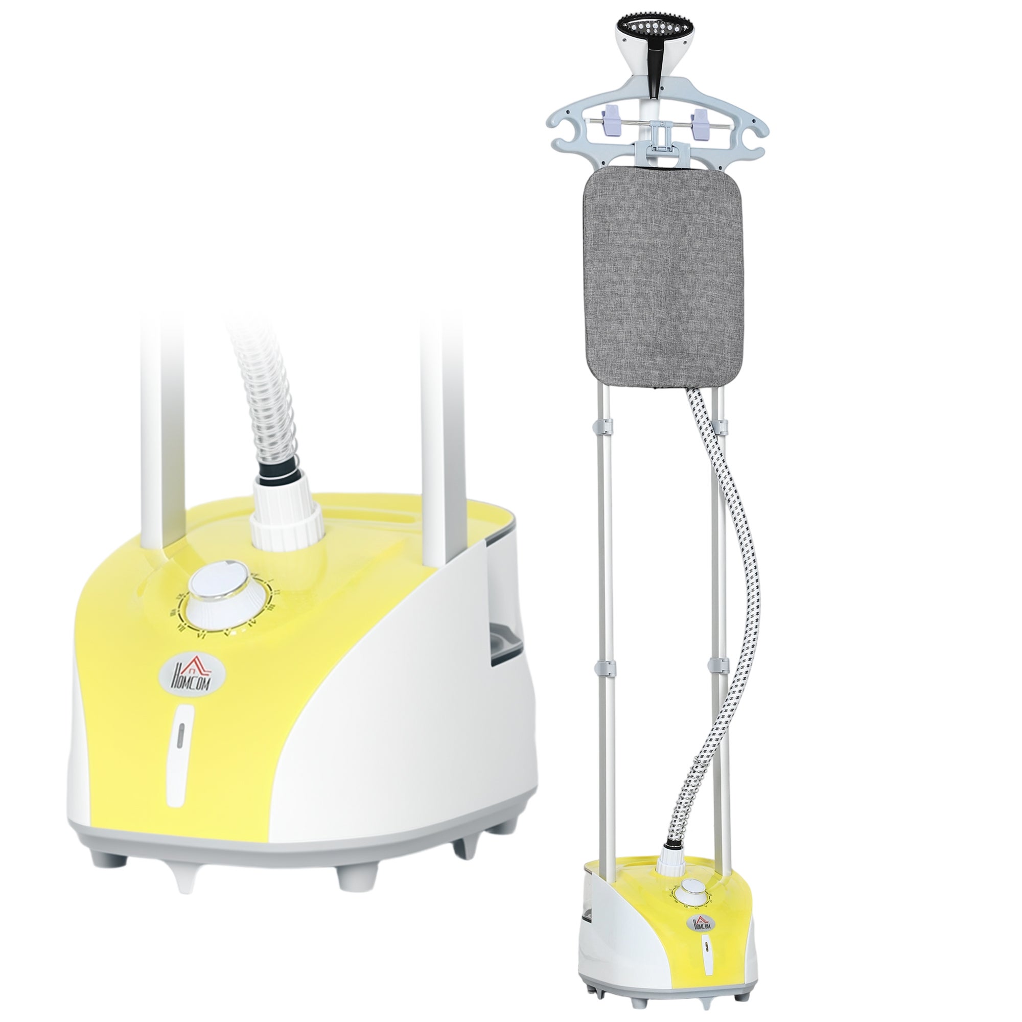 Żelazko parowe pionowe 1950 W, 2 l, z 11 regulowanymi poziomami temperatury i teleskopowym drążkiem, żółte