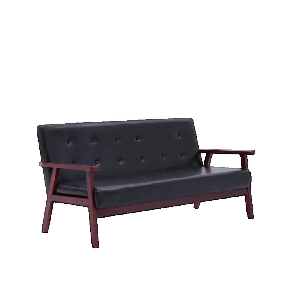 Sofa vidaXL 3-osobowy czarny ze skóry ekologicznej wygodny design retro