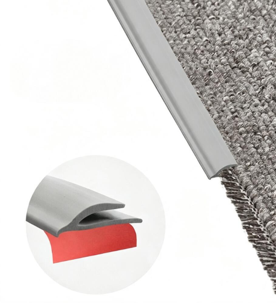 Listwa dywanowa, uszczelka drzwiowa z kompozytu drewno-ceramicznego z powłoką przejściową, wysokość progu mniejsza niż 6 mm (szara, 2 metry).