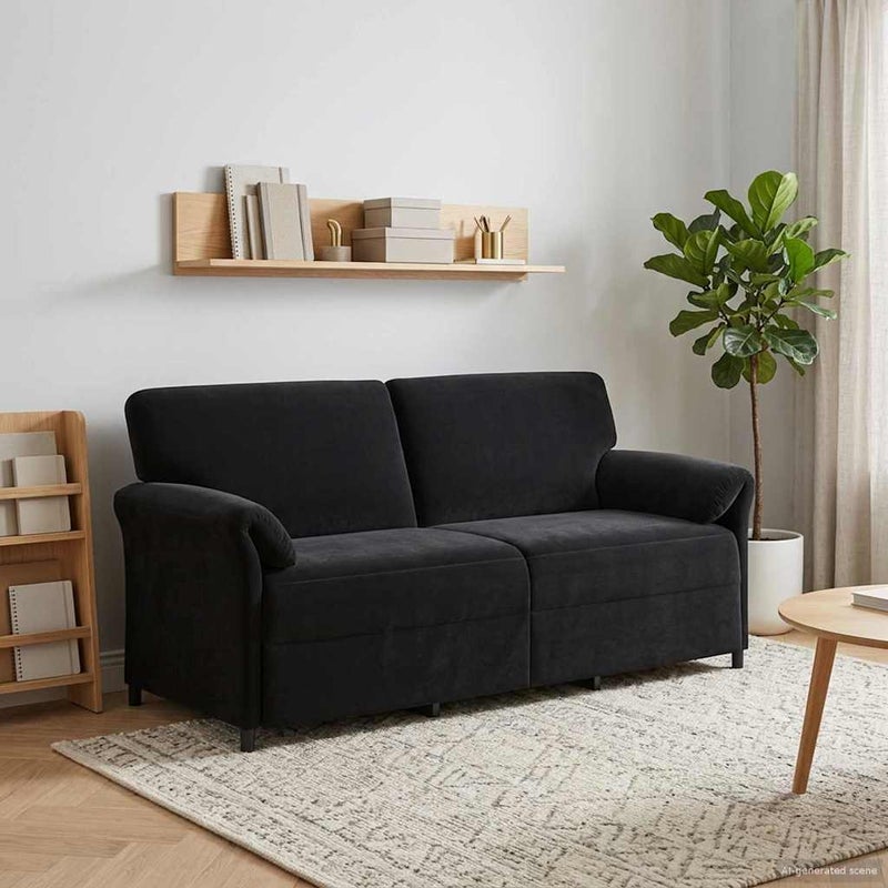Sofa 3-osobowa Czarny 198 x 83 x 95 cm Welur vidaXL