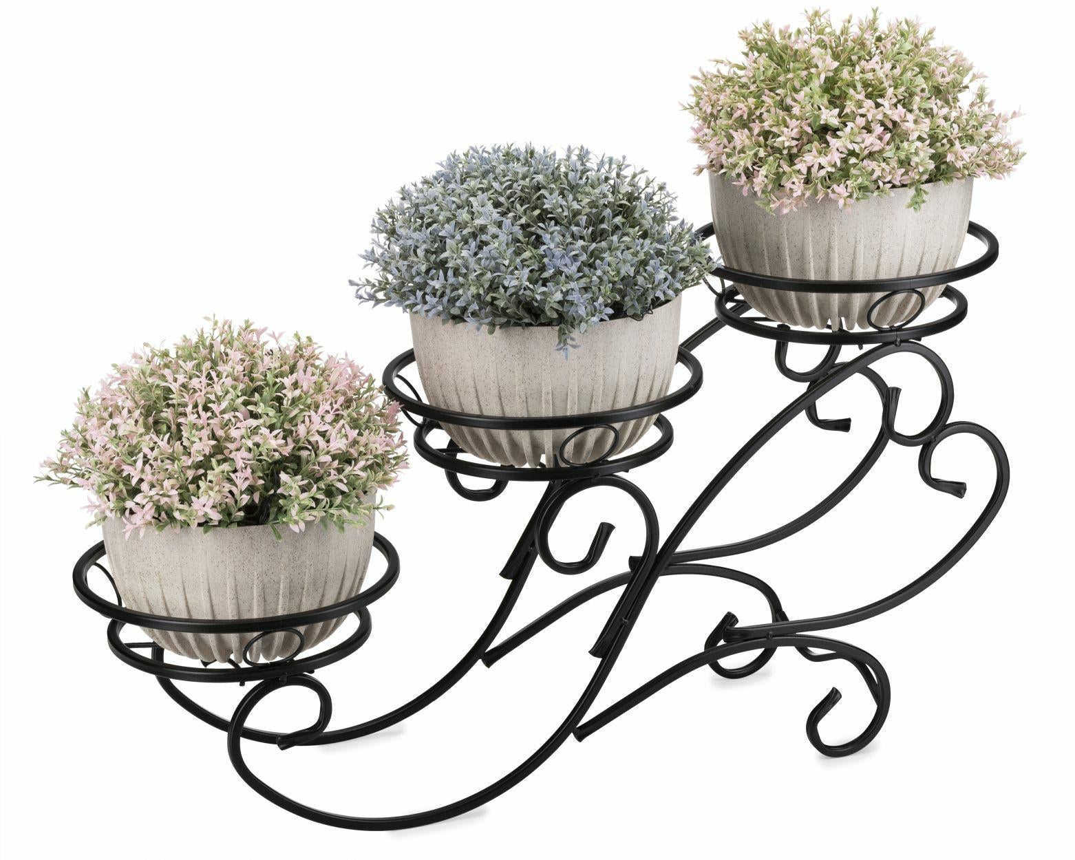 Kwietnik metalowy Dąstal na 3 donice czarny matowy 51 x 88 x 28 cm 1 szt.