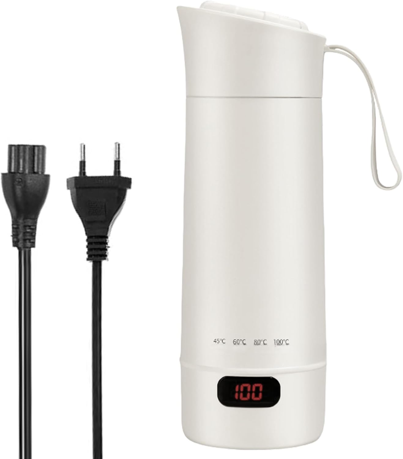 Przenośny czajnik elektryczny, mini czajnik elektryczny 400 ml, elektryczny kubek na wodę, podgrzewany kubek podróżny z 4 ustawieniami temperatury