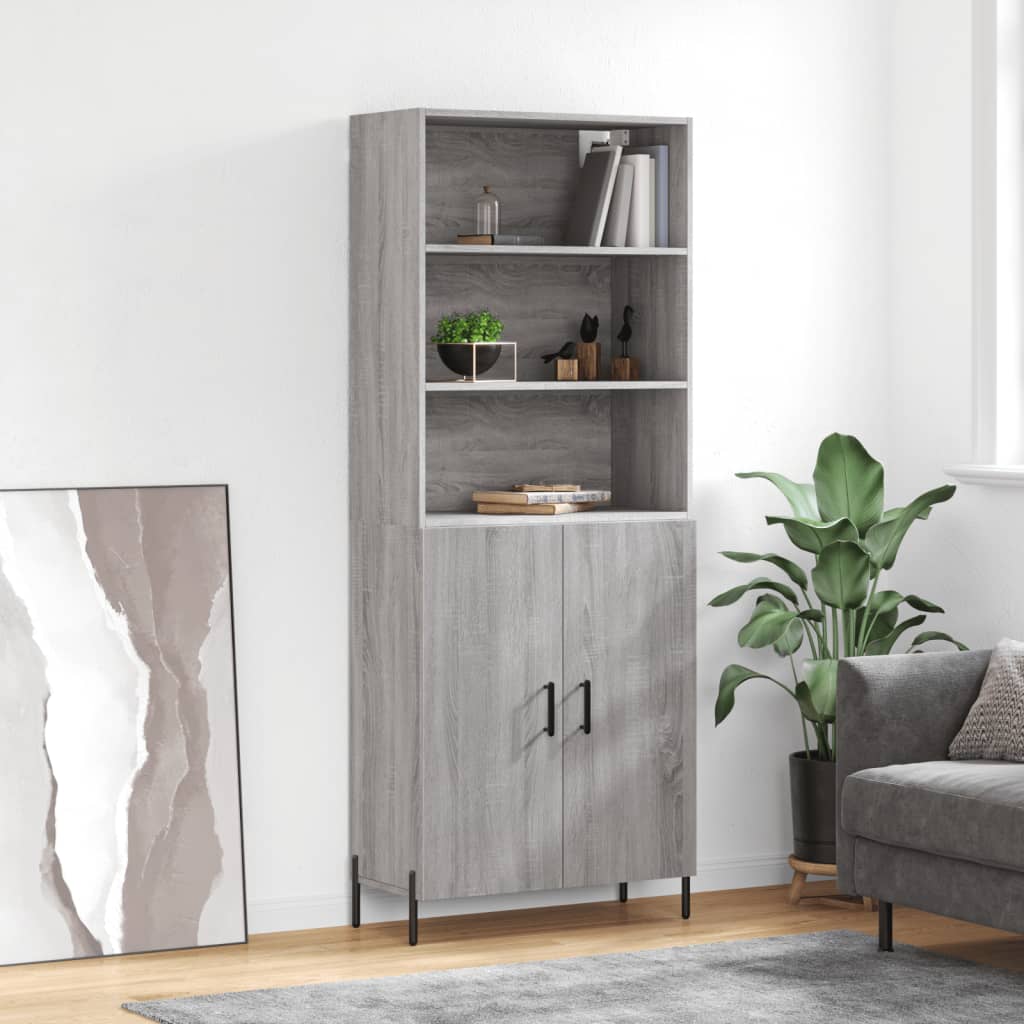 vidaXL Witrynka szary dąb sonoma 69,5x34x180cm materiał drewnopochodny