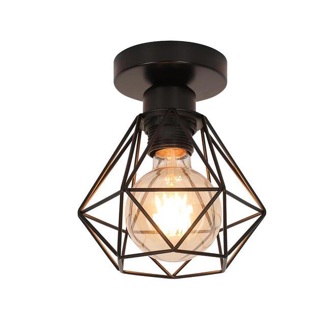 Industrialna lampa sufitowa E27, metalowa lampa klatkowa w stylu vintage, czarna lampa wisząca do kuchni, sypialni, salonu, korytarza, kawiarni, baru