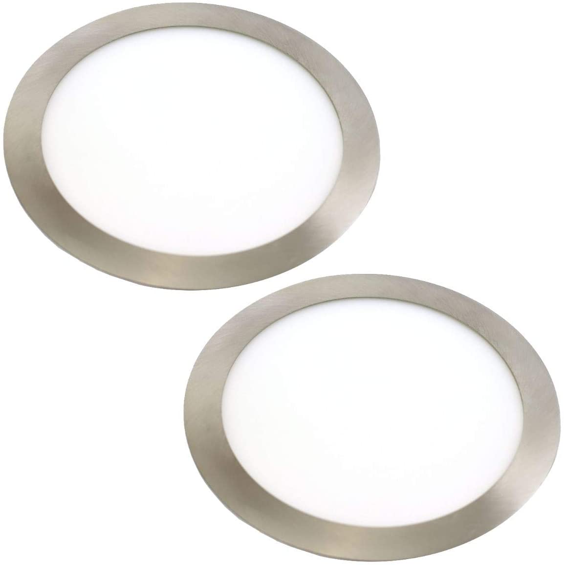 Pakiet x2 Downlight LED 18W okrągły, wpuszczany, ciepła biel 3000K, 1440 lm, IP20 z ramą z wykończeniem stalowym, szczelina cięcia 200mm