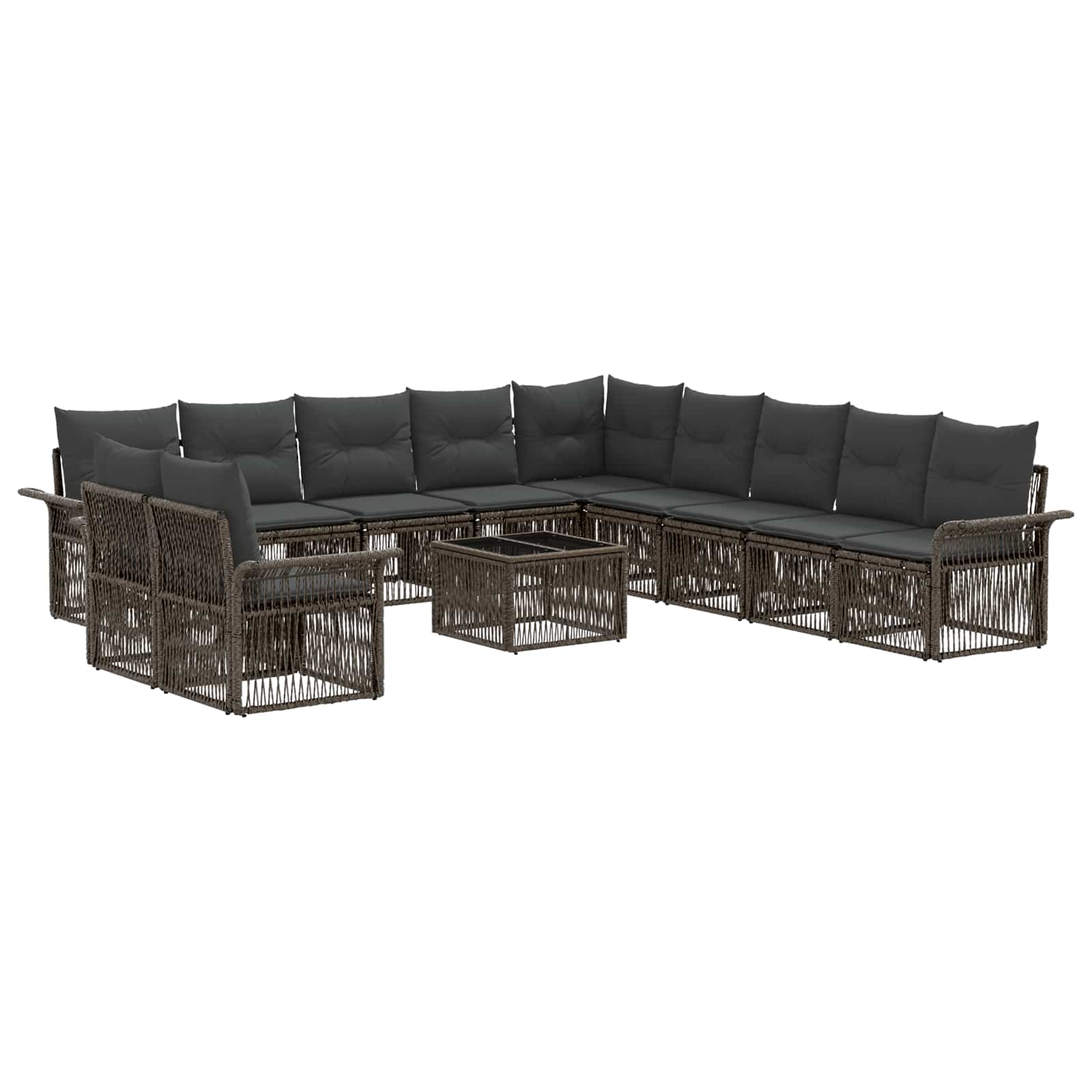 Zestaw Sof na Ogród 12 pcs Szary polirattan vidaXL