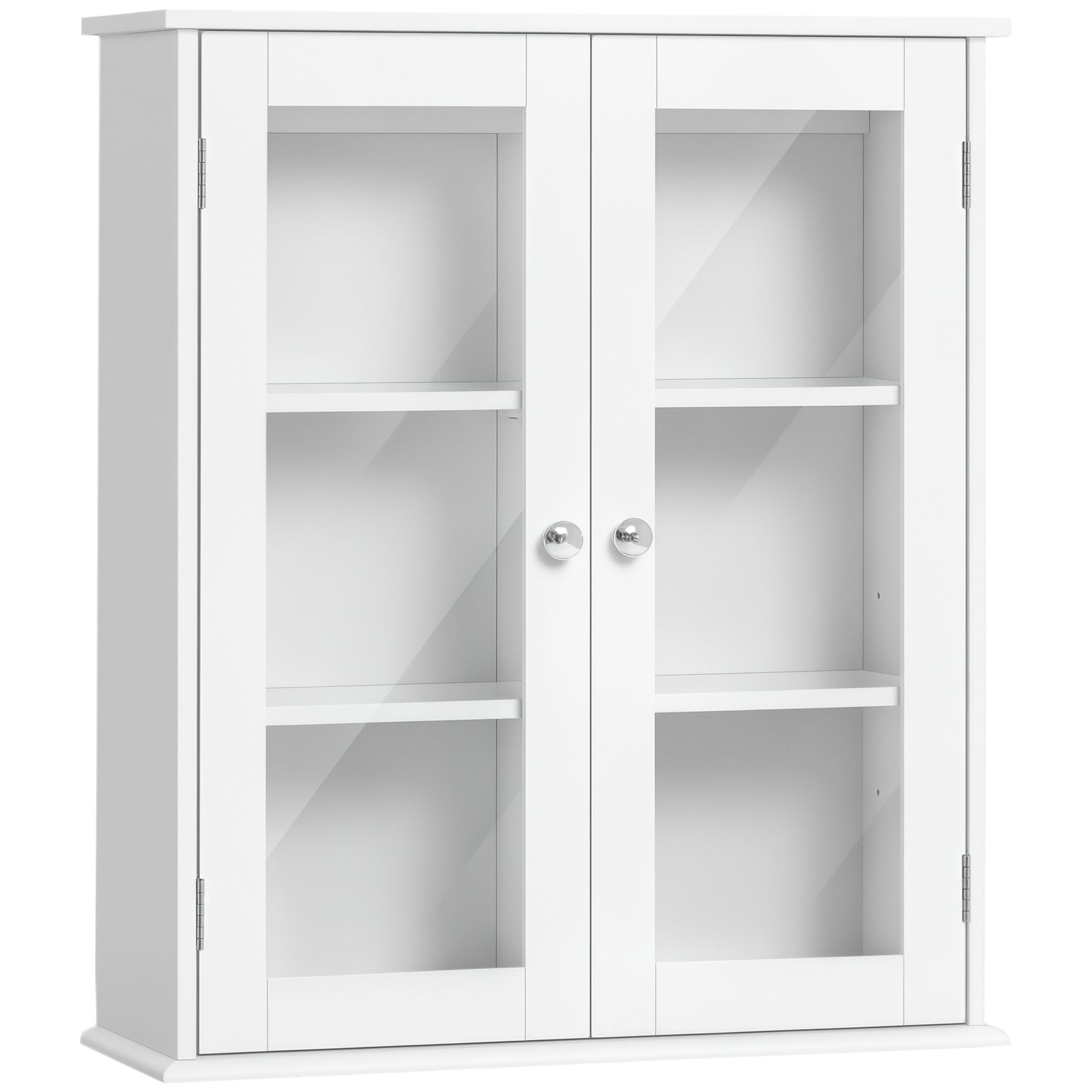 Szafka wisząca z 2 drzwiami szklanymi, 55x20x65 cm, biała