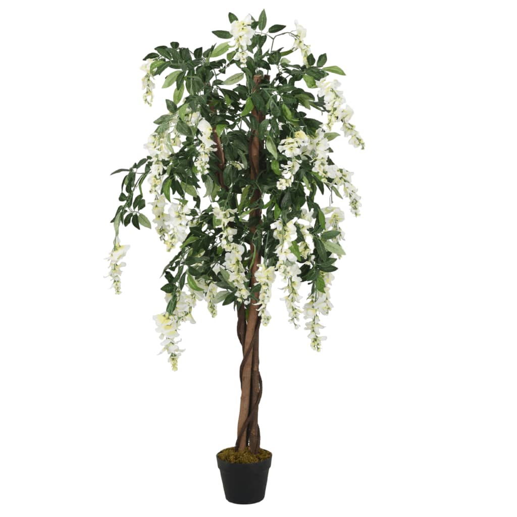 Sztuczna wisteria, 840 liści, 150 cm, zielono-biała vidaXL