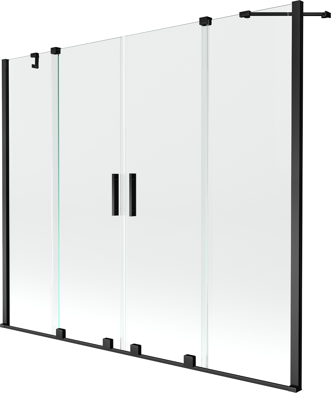 Mexen Velar Duo parawan nawannowy 2-skrzydłowy rozsuwany 200 x 150 cm, transparent, czarny - 896-200-000-02-70