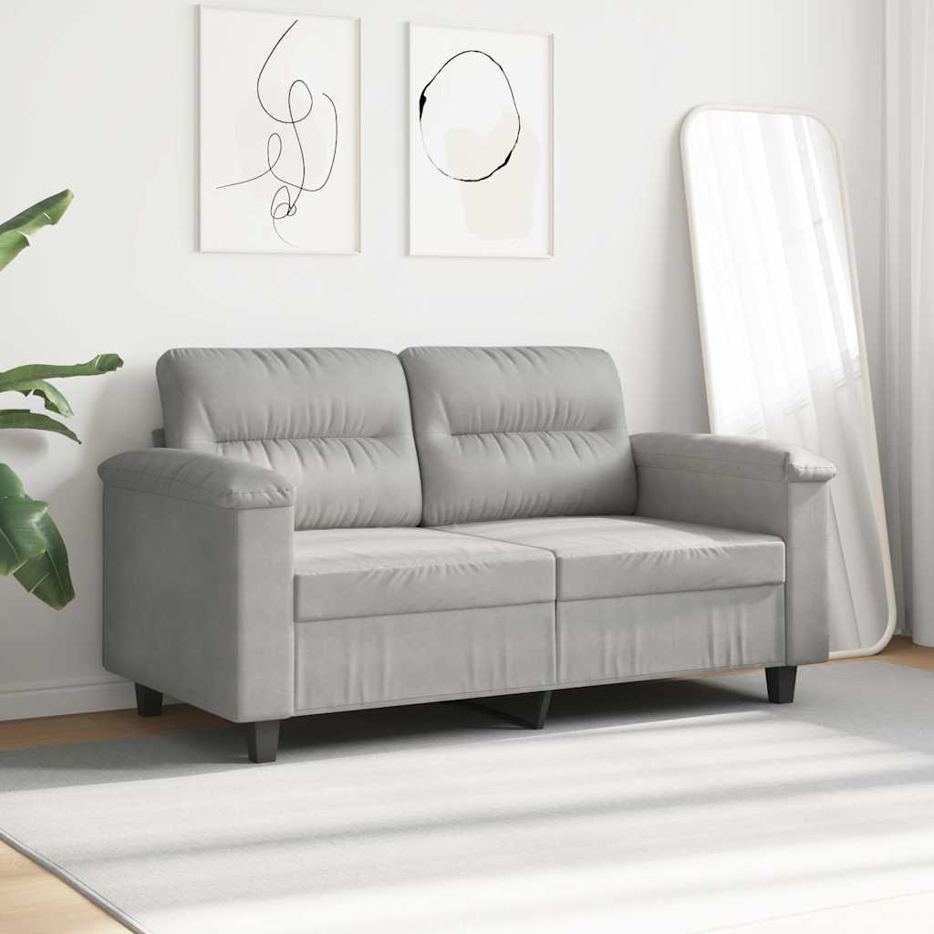 Sofa 2-osobowa, jasnoszara, 120 cm, tapicerowana mikrofibrą
