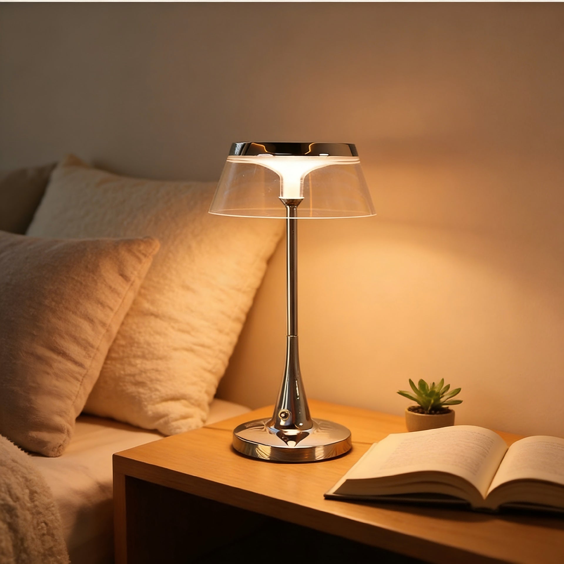 Bezprzewodowa lampka stołowa LED z możliwością ładowania 1800mAh – dotykowa, regulowana, 3 kolory, przenośna, do sypialni, restauracji i kawiarni