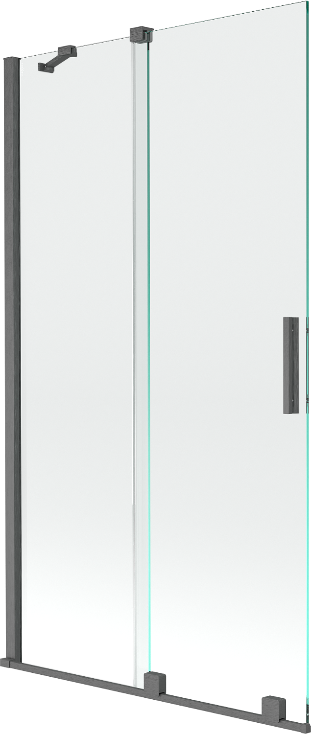 Mexen Velar parawan nawannowy 2-skrzydłowy rozsuwany 100 x 150 cm, transparent, gun gray szczotkowany - 896-100-000-01-66