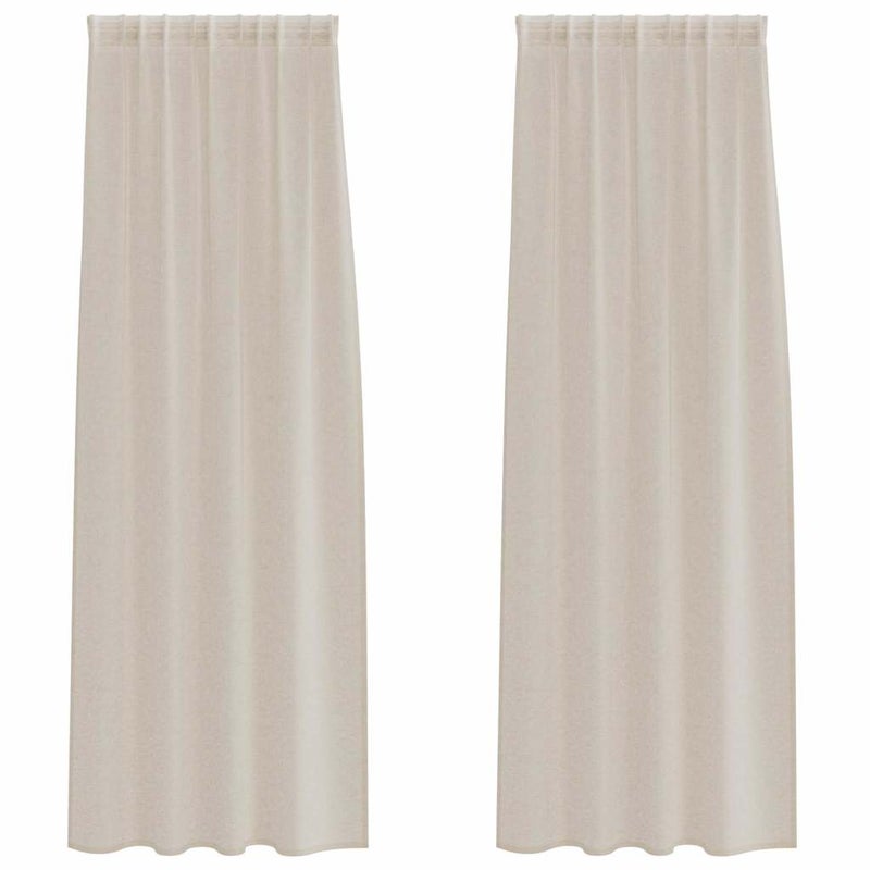 Firany Voile z zasłonami 2 pcs piaskowy 245 x 140 cm Poliester