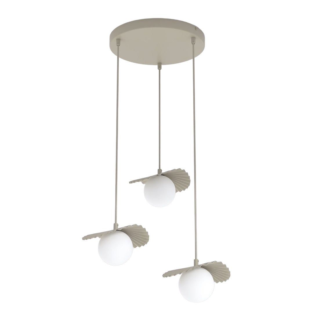 Lampa wisząca dekoracyjna beżowo-biała okrągła szklane kule z karbowanymi kloszami 3xG9 8W FLORA Emibig
